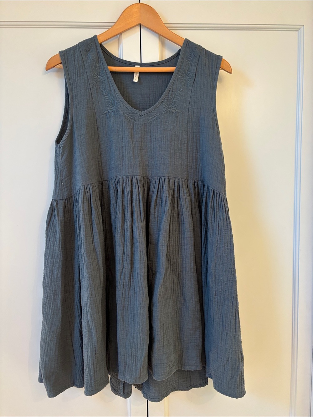 Rylee + Cru Lightweight Gauze dress in Slate Blue
